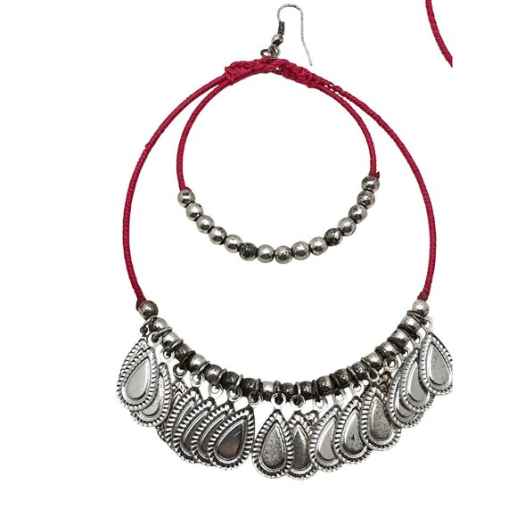 Large Boho Pink Wrap Wire Hoop Earrings Oval Shape Countrycore Barbie Chic - Picture 3 of 7